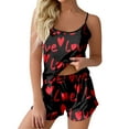 thumbnail image 1 of Ketyyh-chn99 Ensemble de Pyjama pour Femmes Femmes Amour Camisole Imprimée Shorts Maison Haut Sans Manches Pyjamas Tenue de Nuit Décontractée Rouge,P, 1 of 4