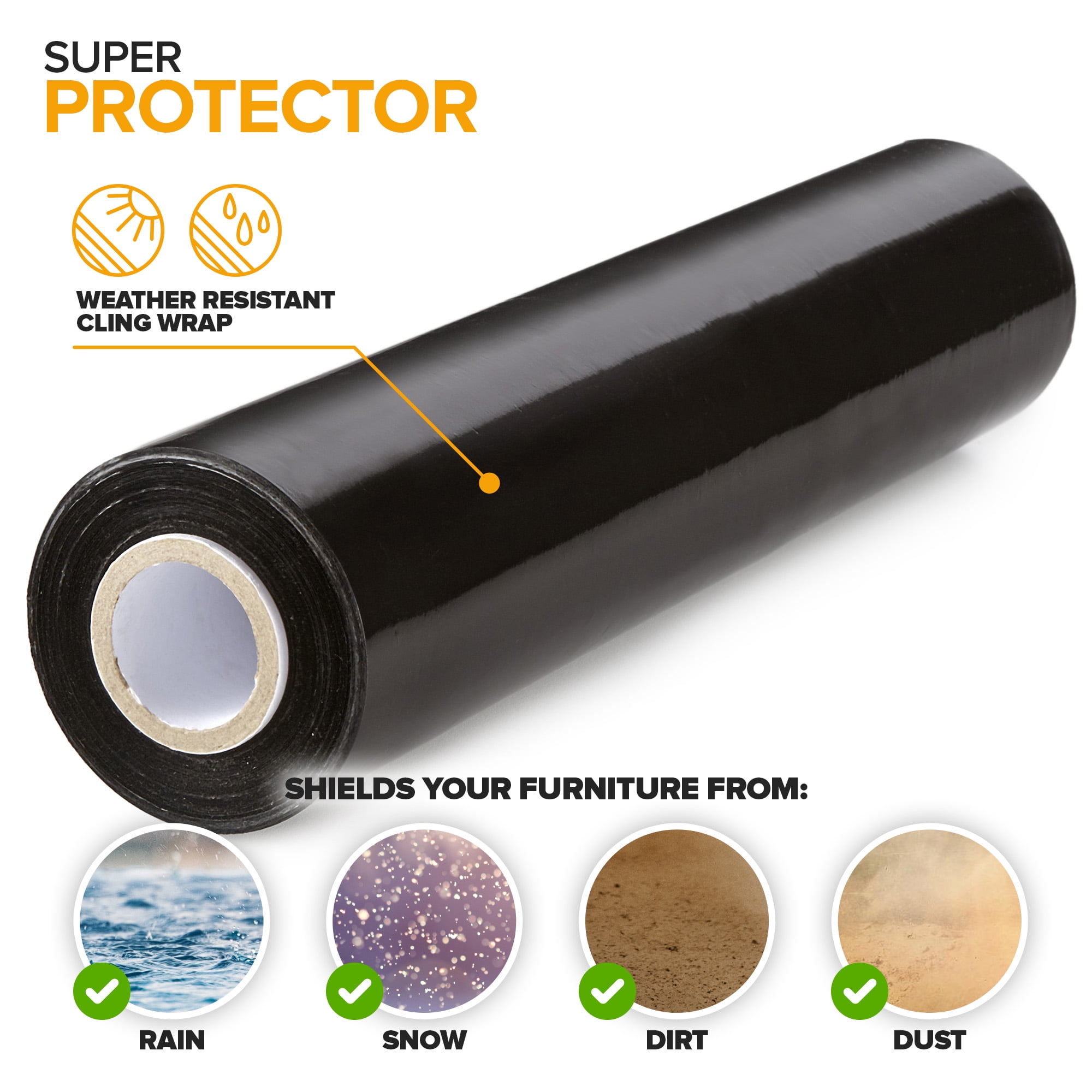 Modern Innovations 15 Inch Black Stretch Wrap Roll With Handles  2 Rolls 2000 - View #7