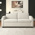 thumbnail image 2 of Timbernest 72.8" Sofa Bed with Full Size Mattress, Corduroy Loveseat Sleeper Sofa with USB Ports, Cup Holders, Side Pockets and Phone Holder for Living Room, Beige, 2 of 7