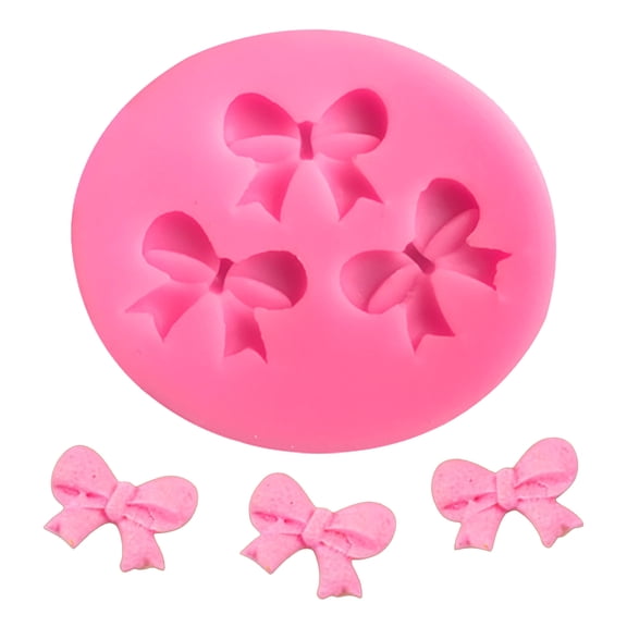 2-Pack Silicone Bow 3-Cavity Fondant Mold for Cake Candy Chocolate Decorating, DIY Baking Supplies