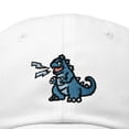 thumbnail image 2 of Dalix Giant Lizard Kaiju Embroidered Cotton Dad Hat Baseball Cap Adjustable Glow in the Dark Mens in White, 2 of 5