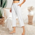 thumbnail image 5 of Stamzod Capri Pants for Women Plus Size Straight Leg Summer Capris with Pockets Casual Work Cropped Trousers White L, 5 of 8