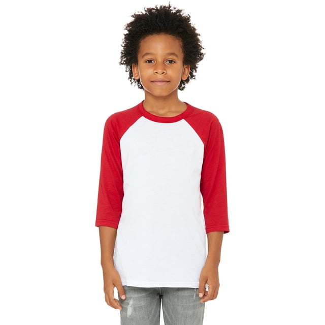 Bella + Canvas T-Shirt de Baseball à Manches 3/4 pour Jeunes