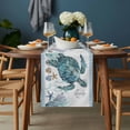 thumbnail image 2 of Coastal Turtle Table Runner - 48 Inch Long, Kitchen Dining Table Runner Dresser Scarves, Nautical Starfish Coral Jellyfish Stripes Farmhouse Decor for Coffee Tables Wedding Party Banquet, 2 of 8