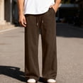thumbnail image 2 of XIAONU Men's Wide Leg Pants Drawstring High Waist Full Length Pants Soft Cozy Casual Streetwear Pants, 2 of 5