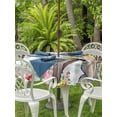 thumbnail image 4 of Round Outdoor Tablecloth With Umbrella Hole And Zipper– He Is Risen Easter Waterproof Patio Table Cover for Party, Picnic, Backyard, 50" Dia. , Spring Easter Floral Bunny Green Plaid, 4 of 8