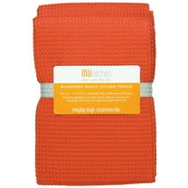 MUkitchen Microfiber Waffle Dishtowel, 17 by 25-1/2 Inches, Set of 2, Coral