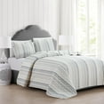 thumbnail image 4 of Market & Place 3 Piece Reversible Quilt Set with Shams | All-Season Soft & Lightweight Bedspread with Modern Striped Pattern | Sofia Collection (Full/Queen, Ivory/Grey), 4 of 4