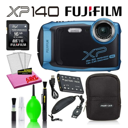 Fujifilm FinePix XP140 Waterproof Digital Camera (Sky Blue) with 16GB SD Card