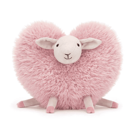 Jellycat Aimee Sheep-Aimee Sheep looking glamorous with heart-shaped fleece