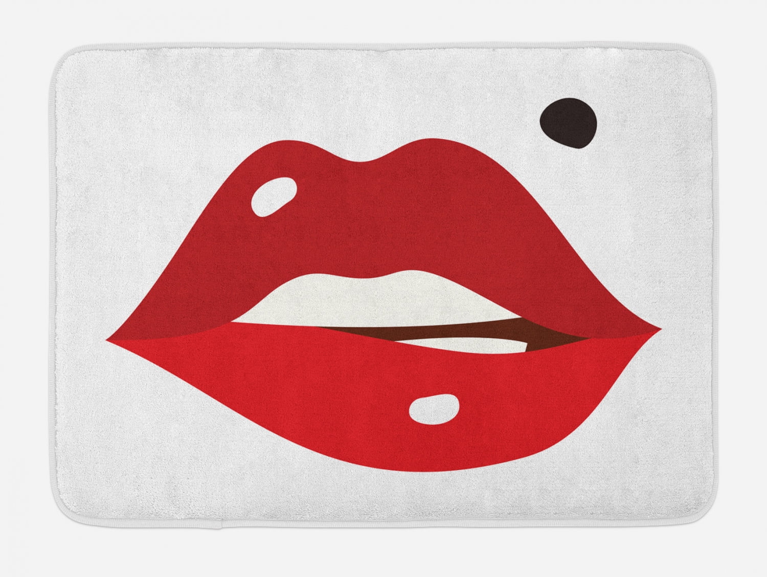 Lips Bath Mat, Minimalistic Design of Lipstick with Upper Lip Mole