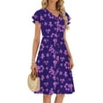 thumbnail image 4 of Fantaslook Women Summer Dresses V Neck Ruffle Sleeve Casual Flowy Sundresses Button Floral Midi Dress with Pockets, 4 of 8
