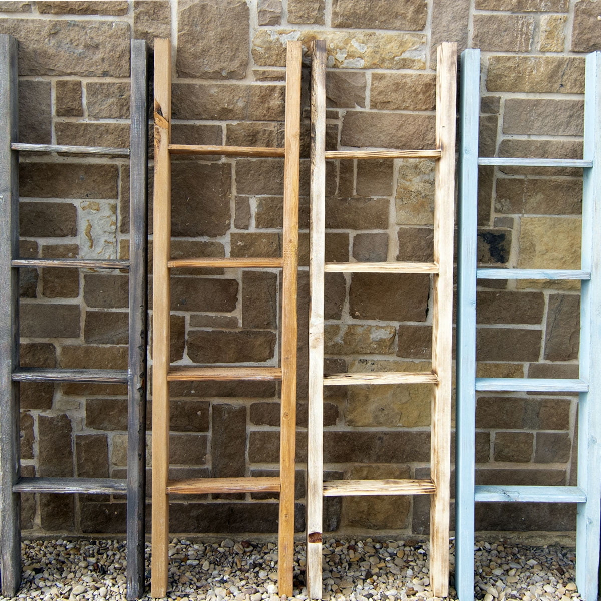 Ekena Millwork 15"W x 72"H x 3 1/2"D Vintage Farmhouse 5 Rung Ladder, Barnwood Decor Collection, Chalk Dust White