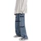 thumbnail image 1 of Pantalones De Mezclilla Con Bordado De Letras Pantalones Casuales De Pierna Recta Sueltos De Moda Para Citas De Fiesta Azul L, 1 of 8