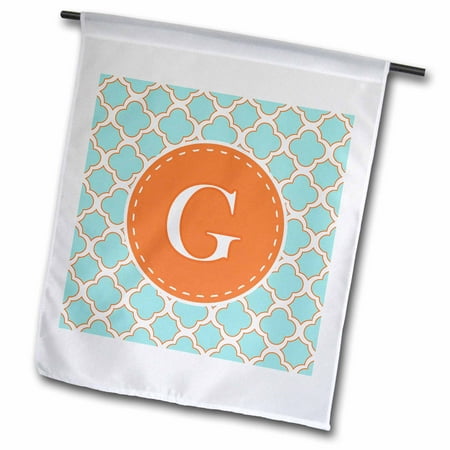Monogrammed Soap Letter - 3dRose Letter G Monogram Orange and Blue Quatrefoil Pattern - Garden Flag, 12 by 18-inch