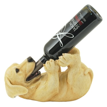 True Lab Playful Pup Bottle Holder for Tabletop & Countertop, Wine Rack, Yellow