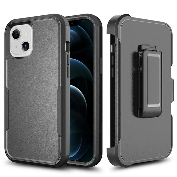 For Apple iPhone 14 (6.1") Heavy Duty Rotatable Holster Kickstand Belt Clip Combo Hard PC   TPU Hybrid Bumper Case Cover fit iPhone 14 - Black