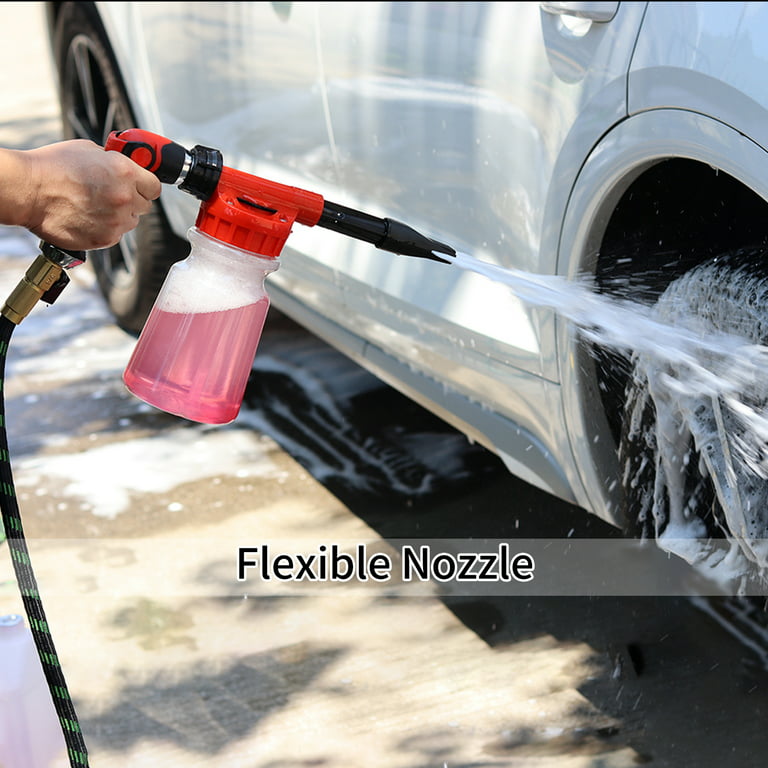 Walmeck Car Wash Foam with 1L White Bottle Spray Nozzle Connector Foam Sprayer for Home, Garden, Car Washing, Size: 24