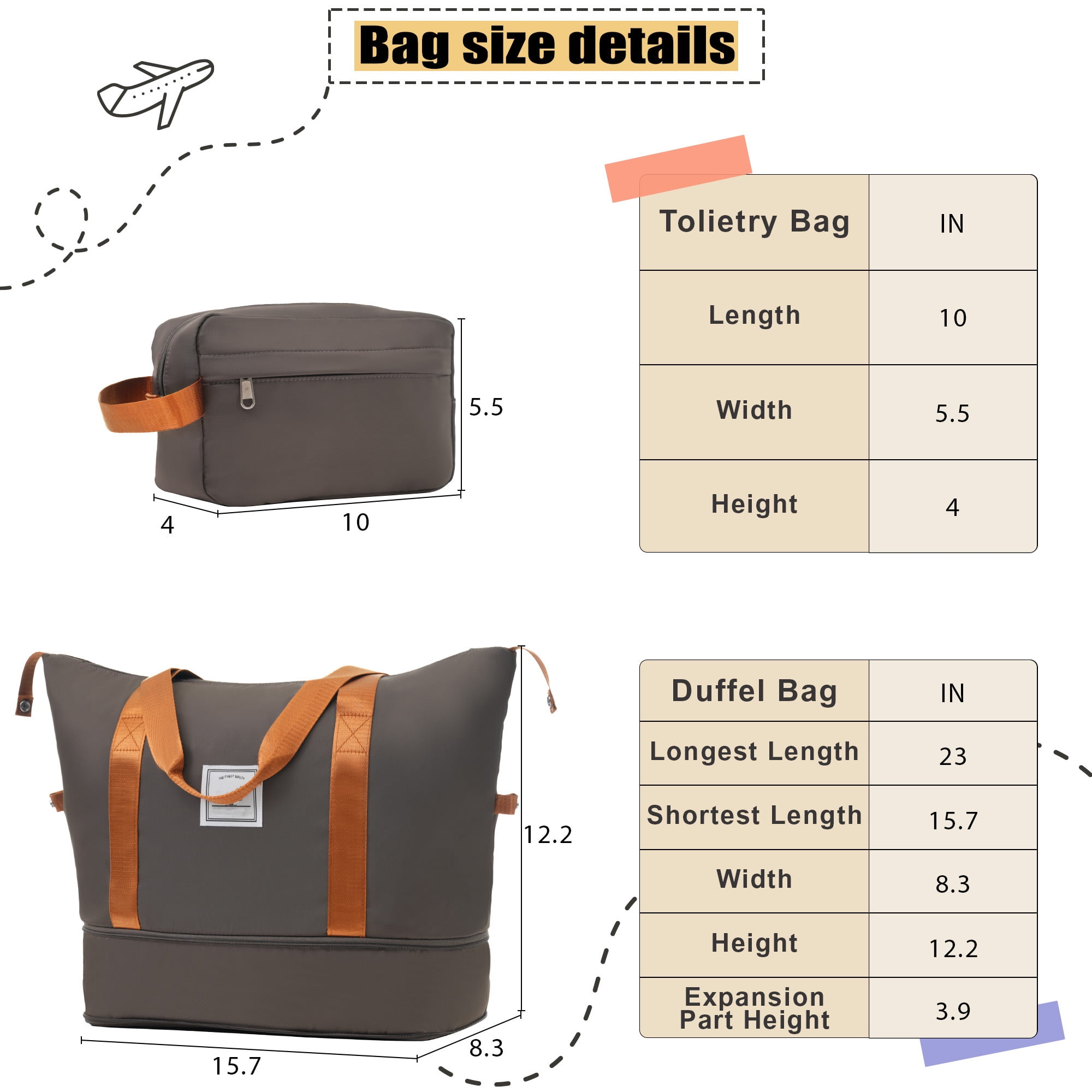 EUROCO 5 Piece Softside Luggage Set,Expandable Suitcase Set with Duffel Bag,TSA Lock and Spinner Wheels,Lightweight Suitcase for Men Women,Brown