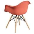 thumbnail image 4 of BizChair 2 Pack Peach Plastic Chair with Arms and Wooden Legs, 4 of 7