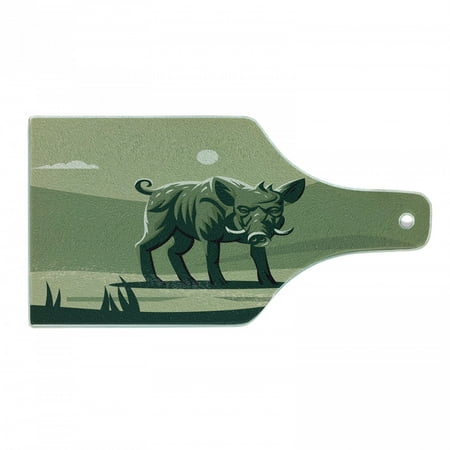 

Razorback Cutting Board Illustration of Wild Boar Pig on Abstract Landscape Decorative Tempered Glass Cutting and Serving Board in 3 Sizes by Ambesonne