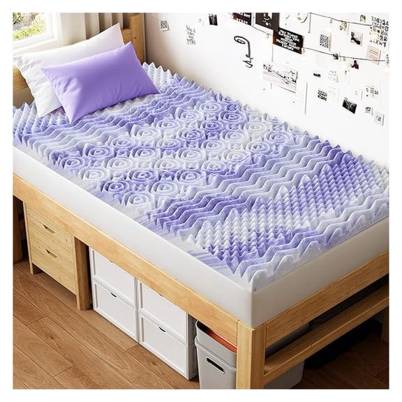 4 Inch 7-Zone Twin Memory Foam Mattress Topper, Cooling Gel Infused Foam Mattress Pad, Twin Size Bed, Certified, Dorm Room