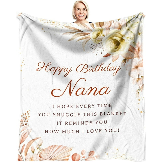 LHSHID Nana Birthday Gifts from Grandkids Throw Blankets Happy Birthday Nana gifts Birthday Gifts for Nana from Grandson Granddaughter Nana Gifts for Birthday from Grandchildren 40"x50"
