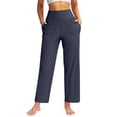 thumbnail image 2 of Lixiuxyad Baggy Wide Leg Pants High Waist Yoga Pants For Women Solid Color Capri Leggings Stretchy Fitness Sports Cropped Tights Blue, 2 of 6
