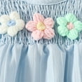 thumbnail image 6 of XIMIN Toddler Baby Girl Outfits Floral Embroidery Smocked Clothes Infant Spring Waffle Short Sleeve Shirt Tops Cute Elastic Waist Shorts Set Casual Spring and Summer (4, Light Blue), 6 of 7