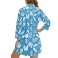 thumbnail image 2 of Xoenoiee Blue Plumeria Flower Palm Leaves Print Women's Swimsuit Cover Up Easter Long Sleeve Beachwear Bikini Coverups Button Down Oversized Cover Up Shirt Plus Size, Size S, 2 of 7
