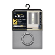 Eclipse Corte Solid Blackout Curtains, Set of 2, 63 Inch Long Blackout Curtains, 37 W x 63 L, Silver