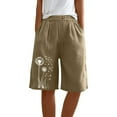 thumbnail image 6 of ZQUUVOU Women's Bemuda Shorts Solid Color Printed Drawstring Buttons Pockets (Khaki,XL), 6 of 7
