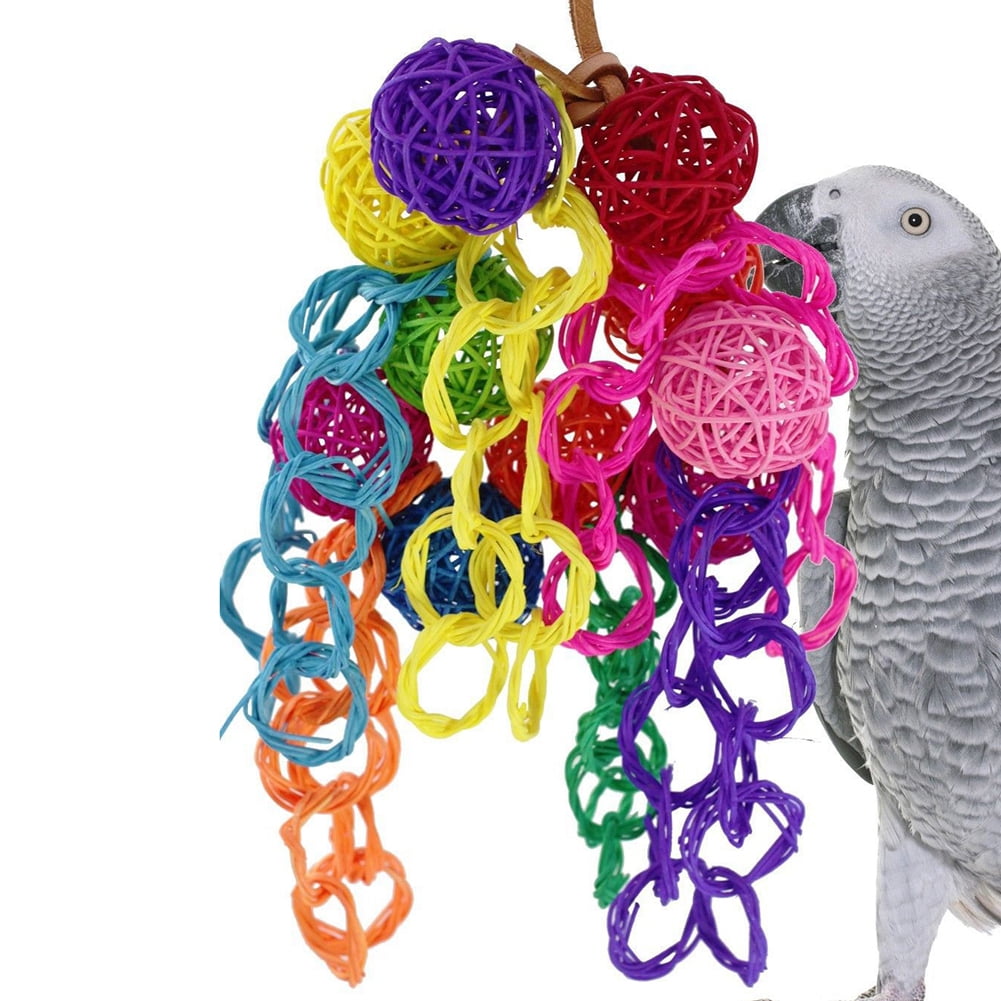 Besufy Parrot Toy,Colorful Ring Ball Parrot Bird Bite Climbing Play