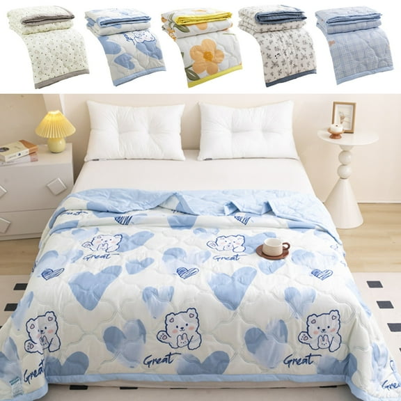 VBODN Quilts For Queen Bed,Queen Quilt Bedding Set,Cotton Breathable Comforter Print Floral Quilts,Machine Washable Quilt for Home Dormitory