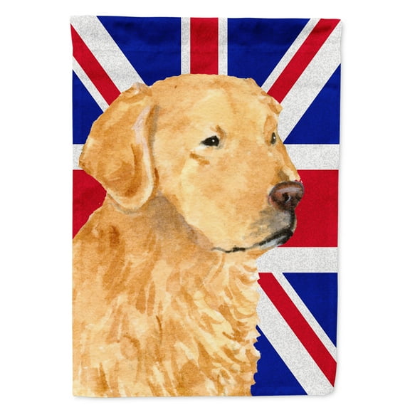 Golden Retriever with English Union Jack British Flag House Flag