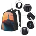 thumbnail image 2 of Balery Lighthouse At Sunset Coast Mochila para hombre y mujer - Tela Oxford 600D resistente - Gran capacidad, resistente al agua, ideal para la escuela, viajes y senderismo, 2 of 6