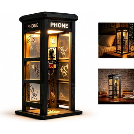2026 New Vintage Phone Booth Ambient Lamp, Retro Telephone Booth Night Light with Warm LED Glow, Miniature Payphone Decor Lamp for Bedroom Desk Office Bookshelf (1PC)