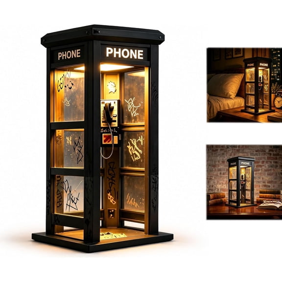 2026 New Vintage Phone Booth Ambient Lamp, Retro Telephone Booth Night Light with Warm LED Glow, Miniature Payphone Decor Lamp for Bedroom Desk Office Bookshelf (1PC)