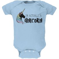 Halloween I'm Actually a Unicorn Soft Baby One Piece Light Blue 6 Month