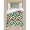 thumbnail image 3 of Indie Duvet Cover Set, Retro 80s Summer Pattern Tropical Fruit Pineapple Vintage Glasses in Vibrant Colors, Decorative 3 Piece Bedding Set with 2 Pillow Shams, King Size, Multicolor, by Ambesonne, 3 of 3