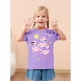 thumbnail image 4 of Lanbubble Girls Graphic T-Shirt Short Sleeve Tees with Flamingo Print Summer Casual Tops, Sizes 3-4, 4 of 8