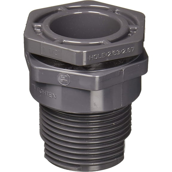 Hayward BFA1015CES 1-1/2-Inch Gray PVC Socket by Thread BFA Series Bulkhead Fitting with EPDM Standard Flange Gasket