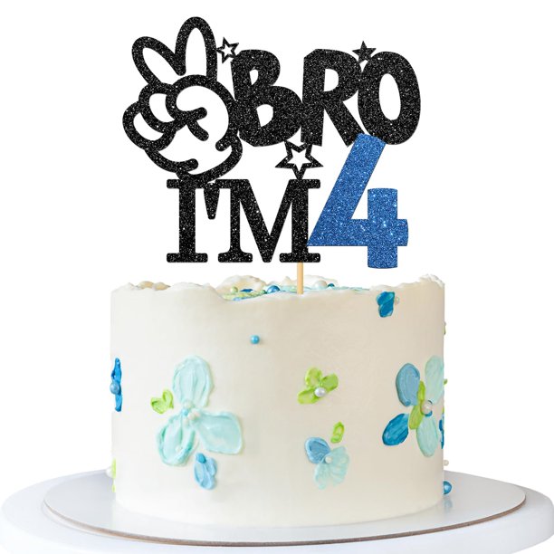 Cake topper RoadSea para 4.º cumpleaños de niño con brillo negro