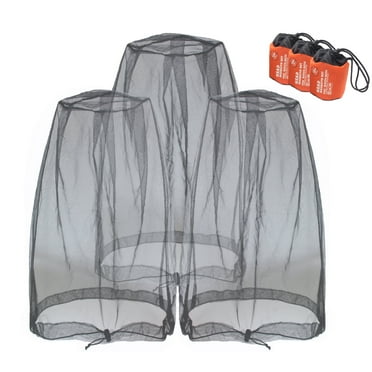 Anvin Mosquito Head Mesh Nets Gnat Face Netting for No See Ums Insects Bugs Gnats Biting Midges from Any Outdoor Activities, Works Over Most Hats Comes with Free Stock Pouches (3pcs, Black)