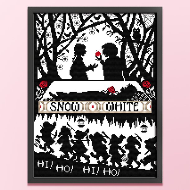 Cuadros Decorativos Bordado completo Hilo de algodón ecológico 14CT Kit de punto de cruz de dibujos animados impresos Craft Wdftyju de costura negro 4 estilos