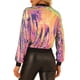 thumbnail image 3 of Chaqueta bomber de mujer INSPIRE CHIC con lentejuelas, cierre de cremallera y bolsillos ocultos, tamaño S, multicolor, 3 of 6