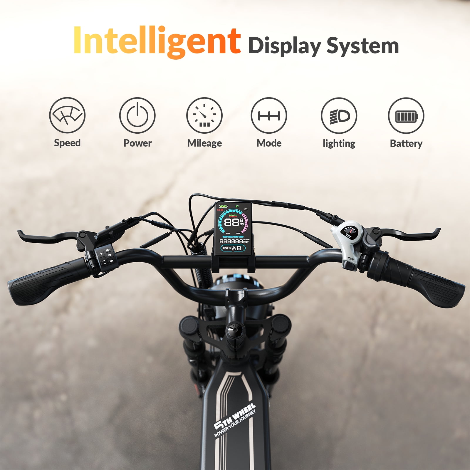 5TH WHEEL LB16 750W Electric Bike for Adults, 20" × 4 Fat Tire E Mountain Bikes, 48V 14.5Ah Removable Battery, Front Suspension, 7-Speed UL2849