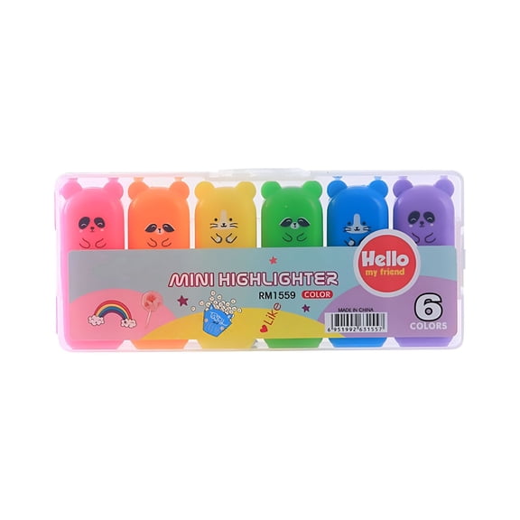 CCOCC 2026 New 6 Colors Novelty Cute Mini Bear Highlighter Pens,Pocket Style Highlighters with Chisels Tip,Assorted Macaron Colors Chisels Tip Marker Pens