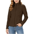 thumbnail image 3 of Women Fleece Jacket Sevevn Stand Collar Slim Fit Polar Fleece Fabric Full Zip Long Sleeve Outerwear With Zipper Pockets For Hiking Travel Daily Outdoor Wear, 3 of 8
