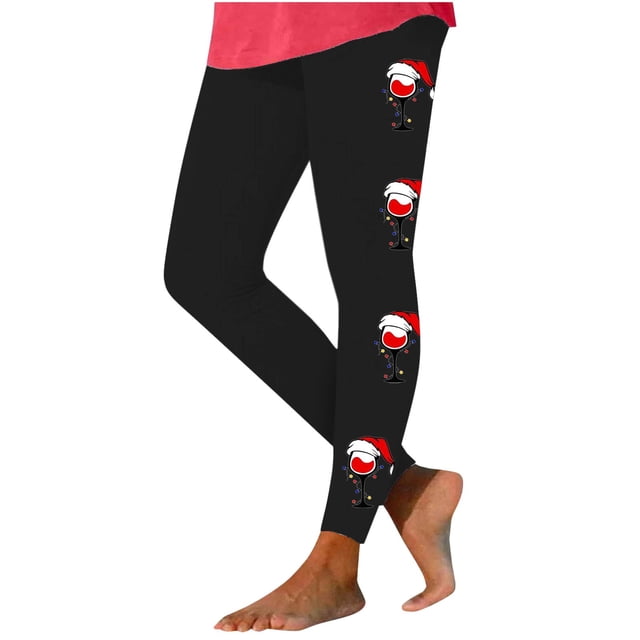 COM1950s Pantalons de Yoga pour Femmes, Pantalons pour Femmes, Imprimé Verre de Vin Rouge de Noël Décontracté Rehausseur de Hanches Pantalons de Yoga Extensibles Leggings, Pantalons de Yoga Femmes, Pantalons de Yoga Femmes, Pantalons Rouges Femmes